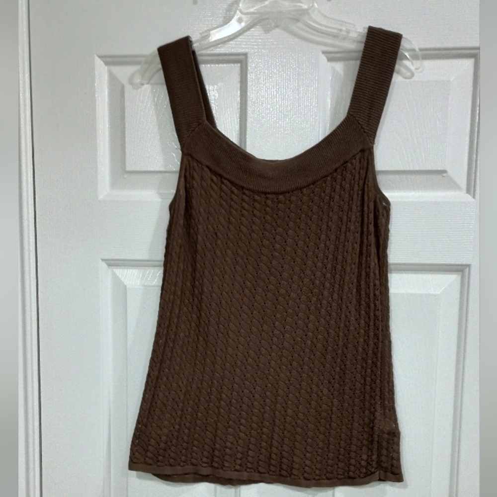 Dana Buchman 100% Silk Sleeveless Sweater Brown XL